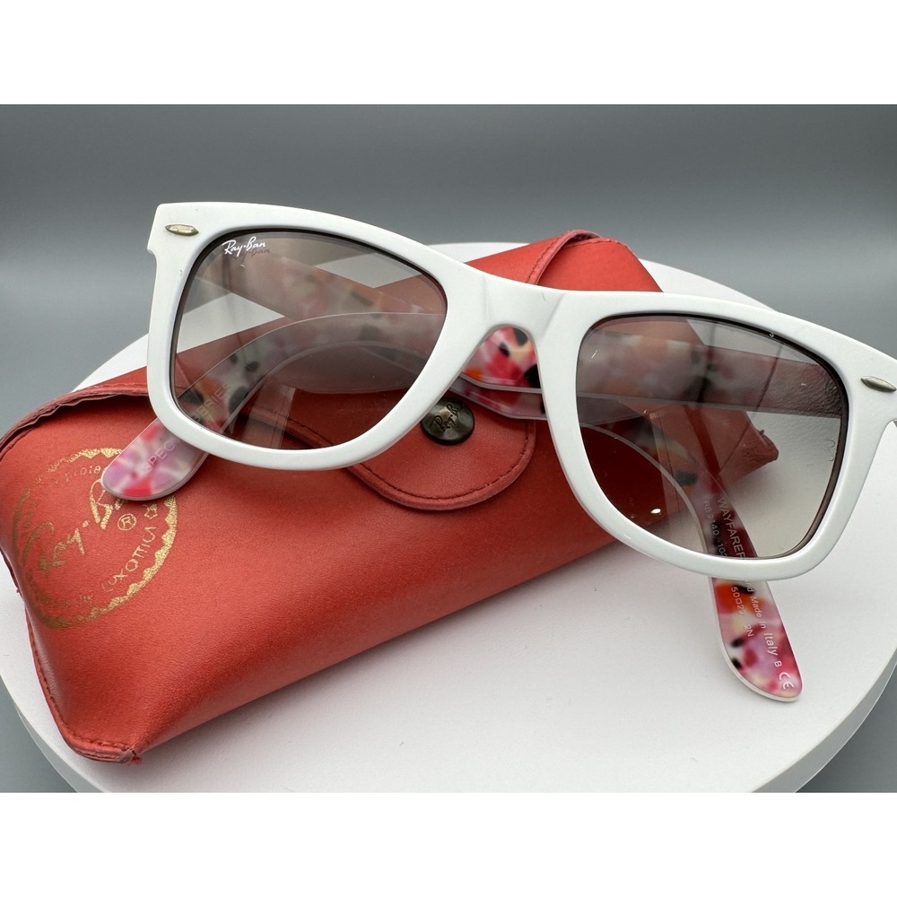 Rayban Wayfarer RB2140 Special Series #1 White/Floral Handmade in Italy Retro